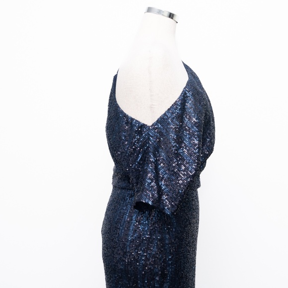 Betsy & Adam - Sequined One-Shoulder Gown - Picture 13 of 14